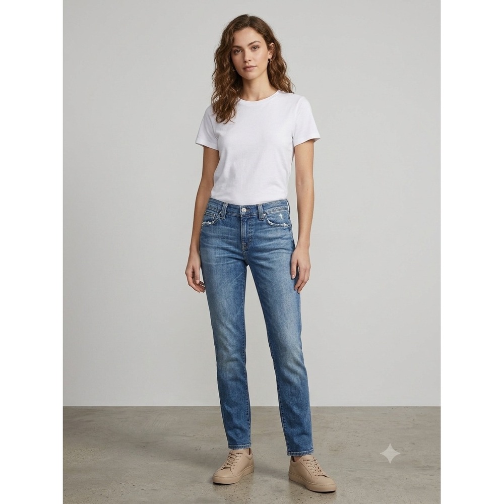 7 For All Mankind Slim Straight Medium Wash Blue Jeans AU8090525A Womens 27